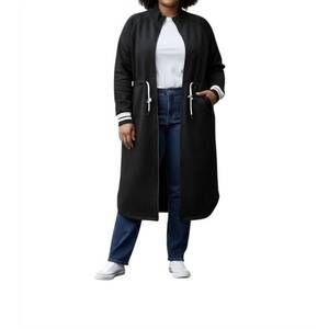 NEW ET ALIA women's nova coatigan cinched waist trench coat in black
